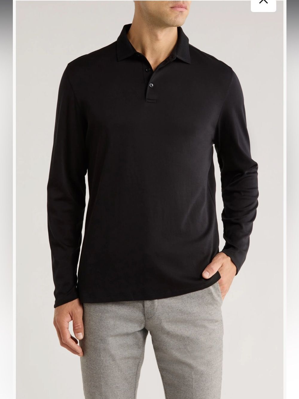 Robert Barakett Georgia Black Long-Sleeve Pima Cotton Polo